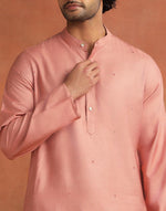 Orange Viscose Silk Long Kurta