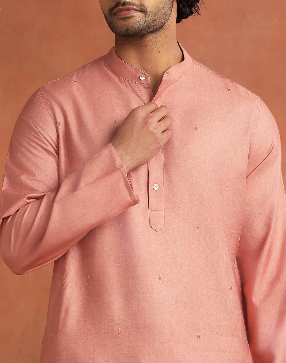 Orange Viscose Silk Long Kurta