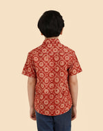 Red Cotton Kalamkari Printed Shirt