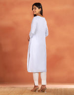 Light Blue Cotton Chikankari Long Kurta