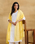 Yellow Cotton Silk Blend Chikankari Dupatta