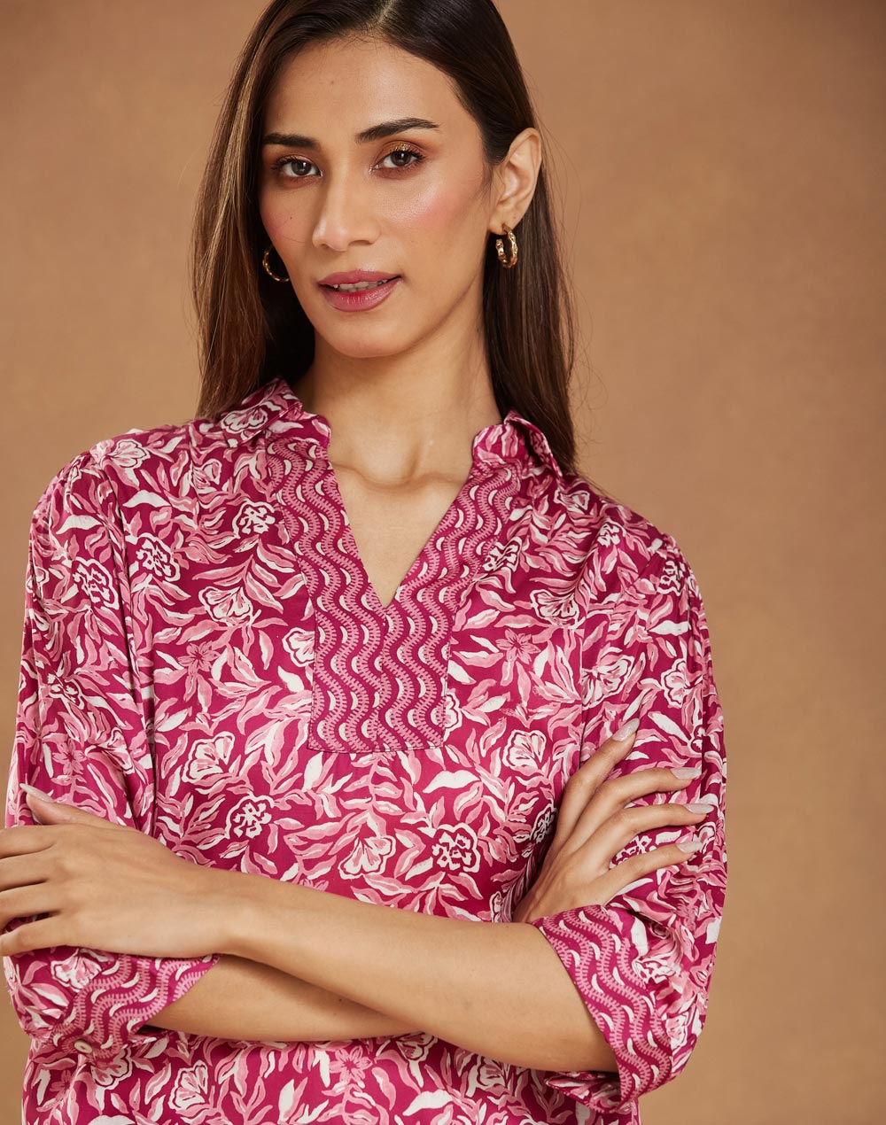 Pink Viscose Printed Helen Top