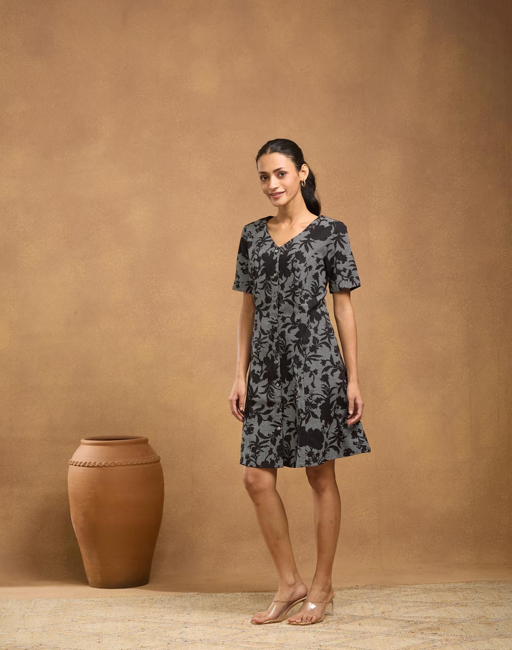 Offwhite Cotton Short Dress