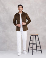 Brown Cotton Blend Utility Jacket
