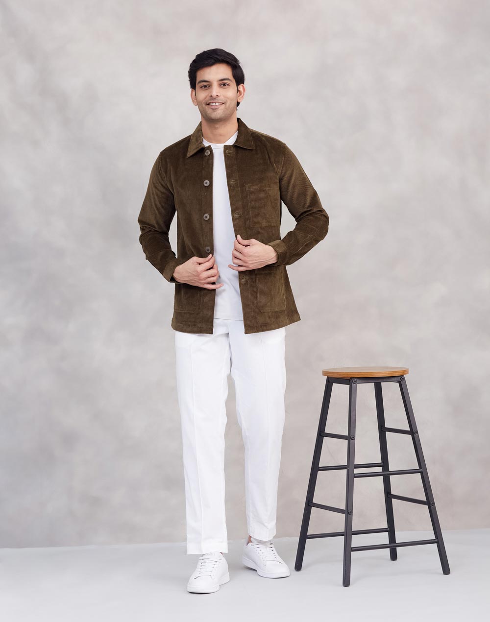 Brown Cotton Blend Utility Jacket