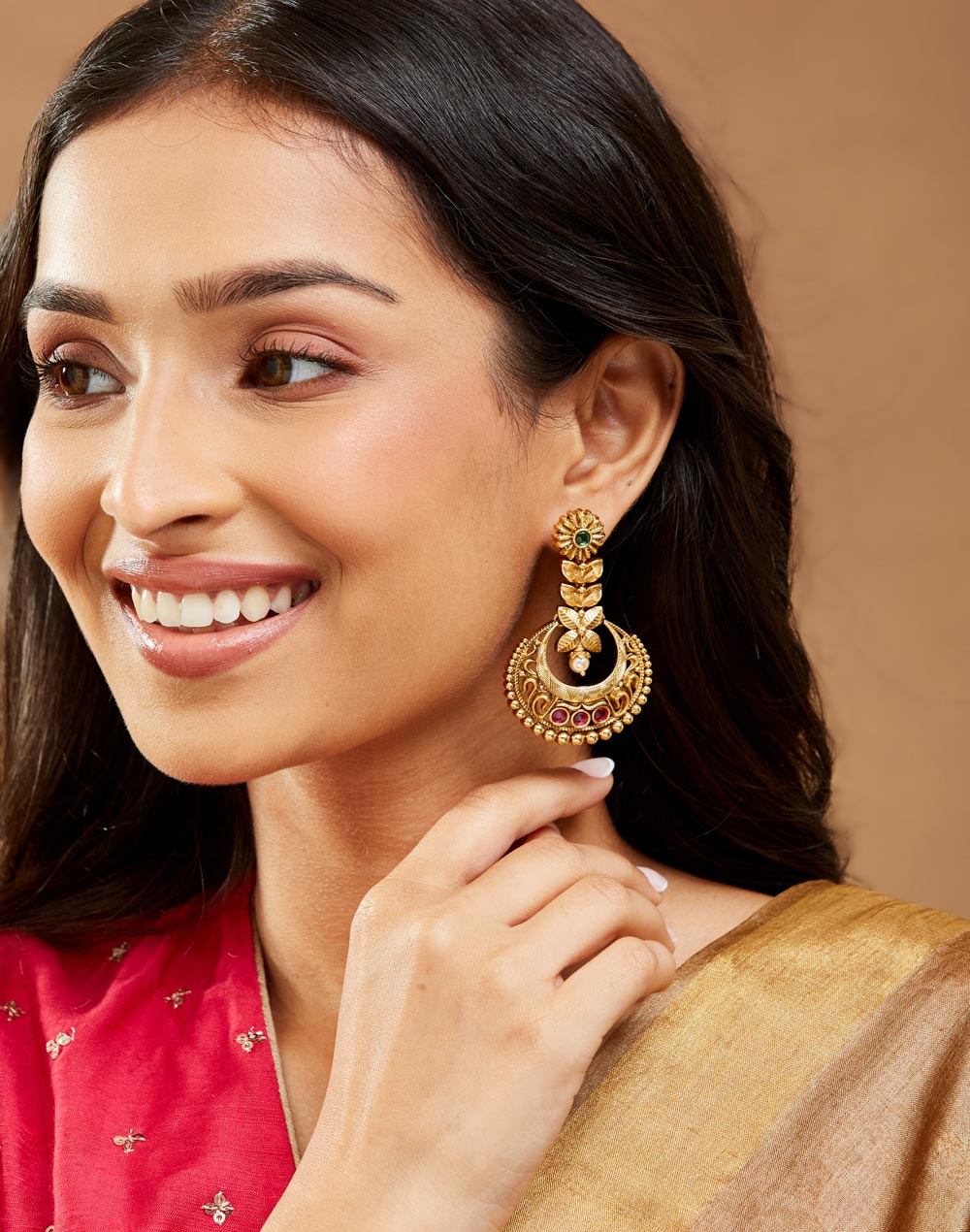 Metal Chandbali Earrings