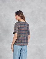 Blue Rayon Blend Ajrakh Printed Arcadian Top