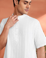 White Cotton Mid Placket Shirt