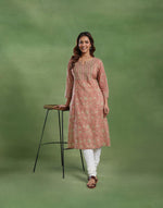 Orange Cotton Long Kurta