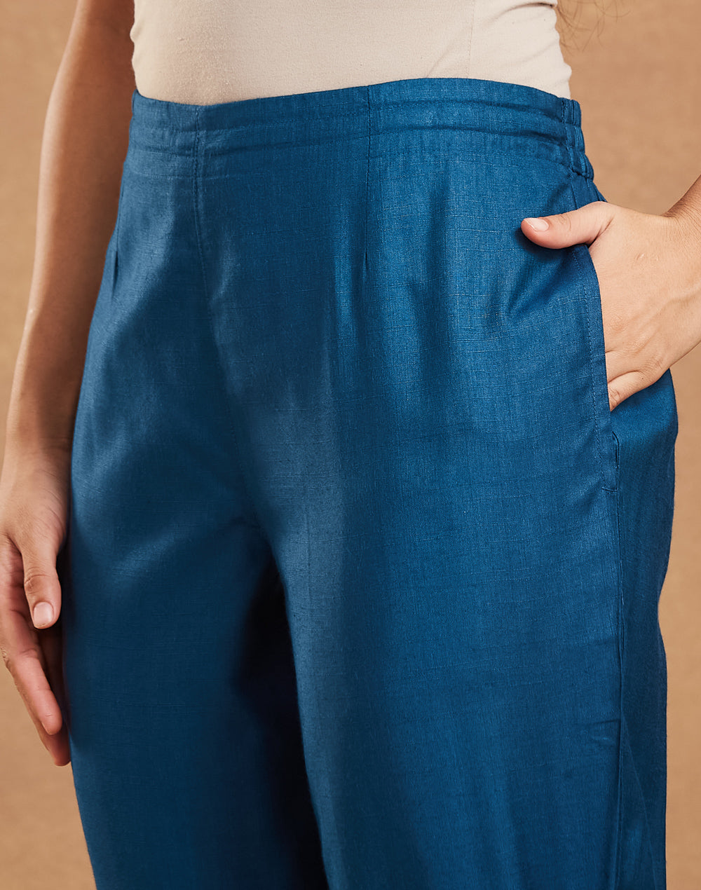 Dark blue Viscose Silk Ethnic Pant