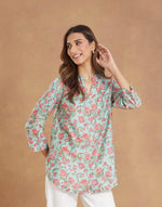 Green Cotton Silk Hand Block Printed Tunic