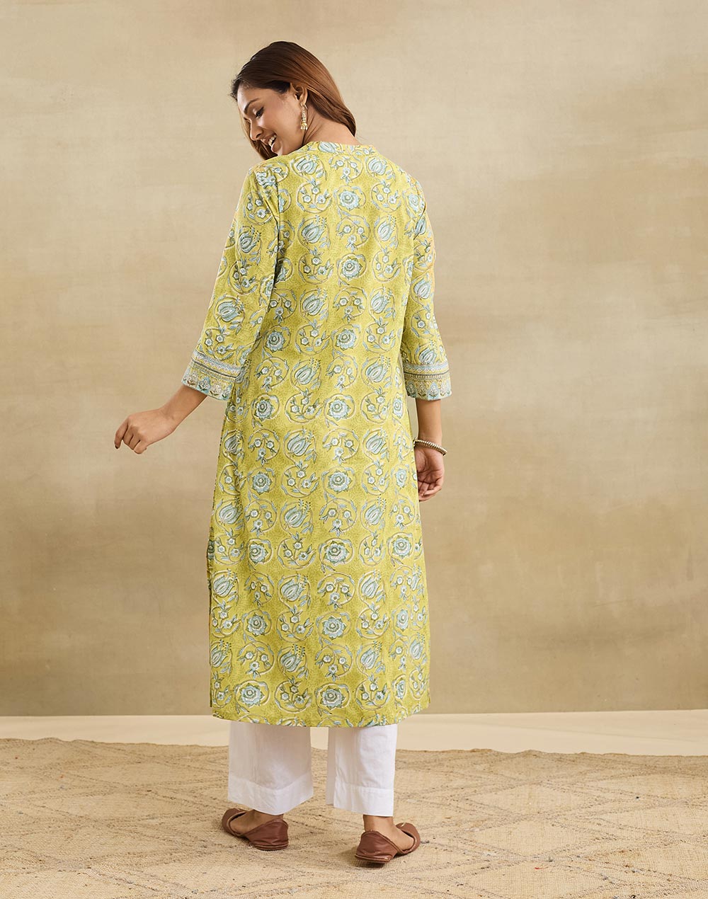 Green Cotton Long Kurta