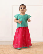 Pink Cotton Silk Blend Hand Block Printed 2pc Lehenga Set