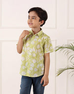 Green Cotton Hand Block Printed Shirt