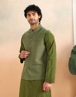 Green Cotton Nehru Jacket
