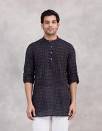 Black Cotton Short Kurta