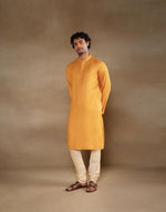 Yellow Viscose Silk Long Kurta