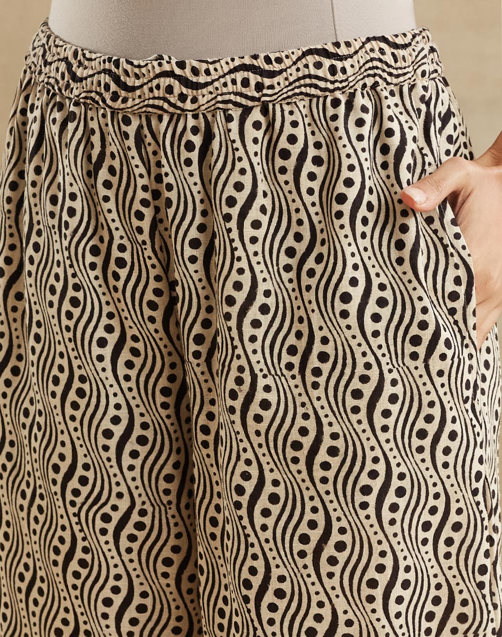 Beige Cotton Bagru Printed Shirt & Pant Set