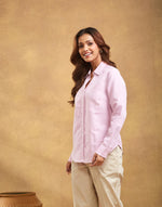 Purple Cotton Linen Slim Fit Shirt