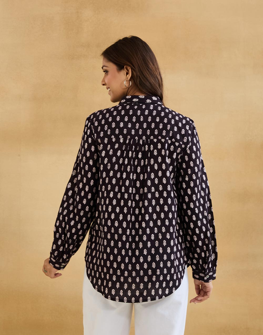 Black Cotton Bagh Printed Alma Shirt