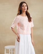 Pink Cotton Chikankari Short Top