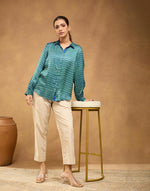 Green Rayon Blend Hand Block Printed Allure Shirt