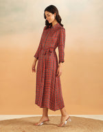 Red Rayon Blend Ajrakh Maxi