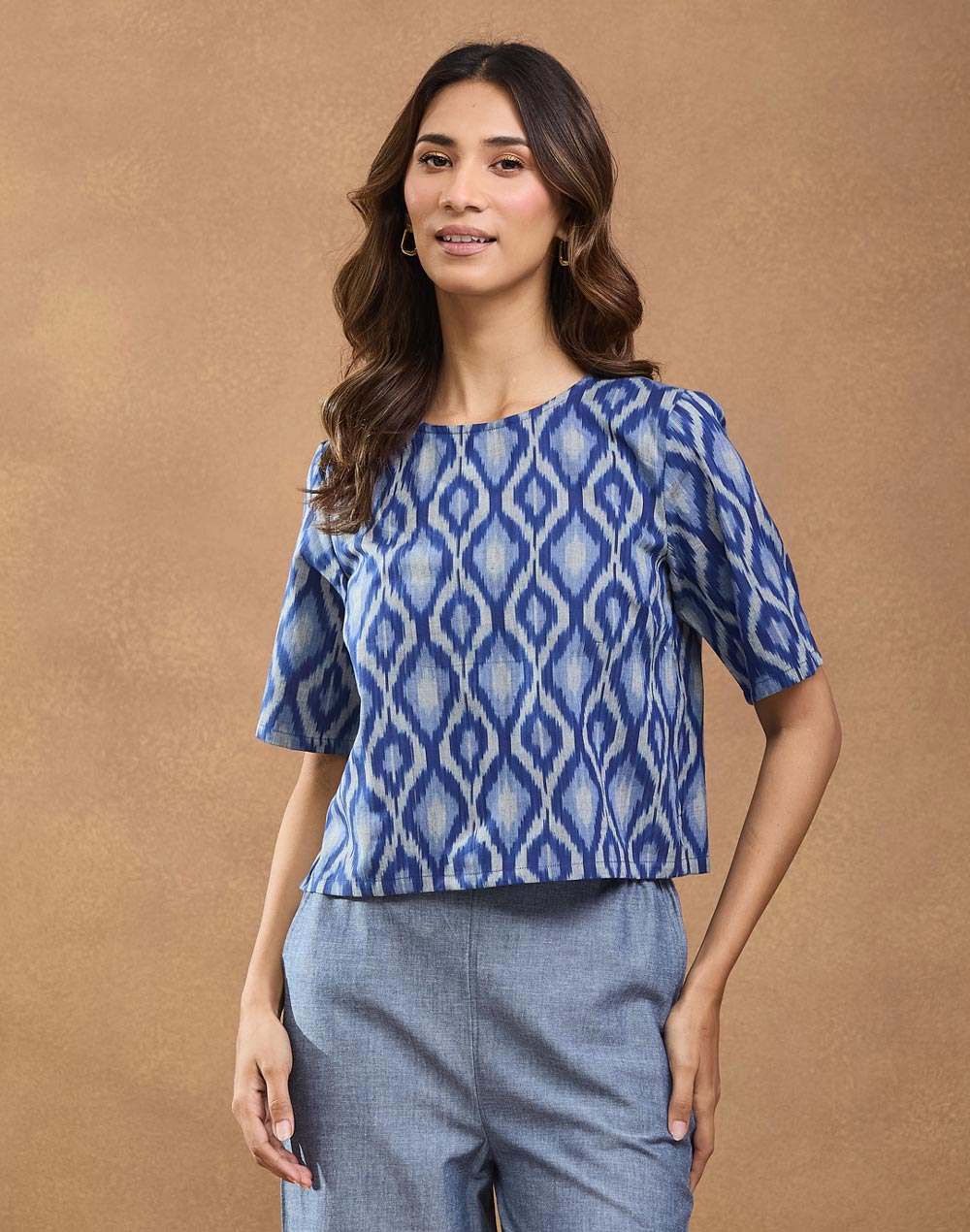 Blue Cotton Short Top