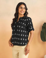 Black Cotton Ikat Top