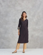 Black Viscose Silk Slim Fit Long Kurta
