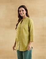 Green Cotton Silk Hand Embroidered Tunic