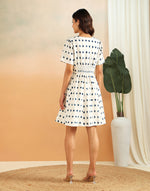 White Cotton Ikat Short Dress