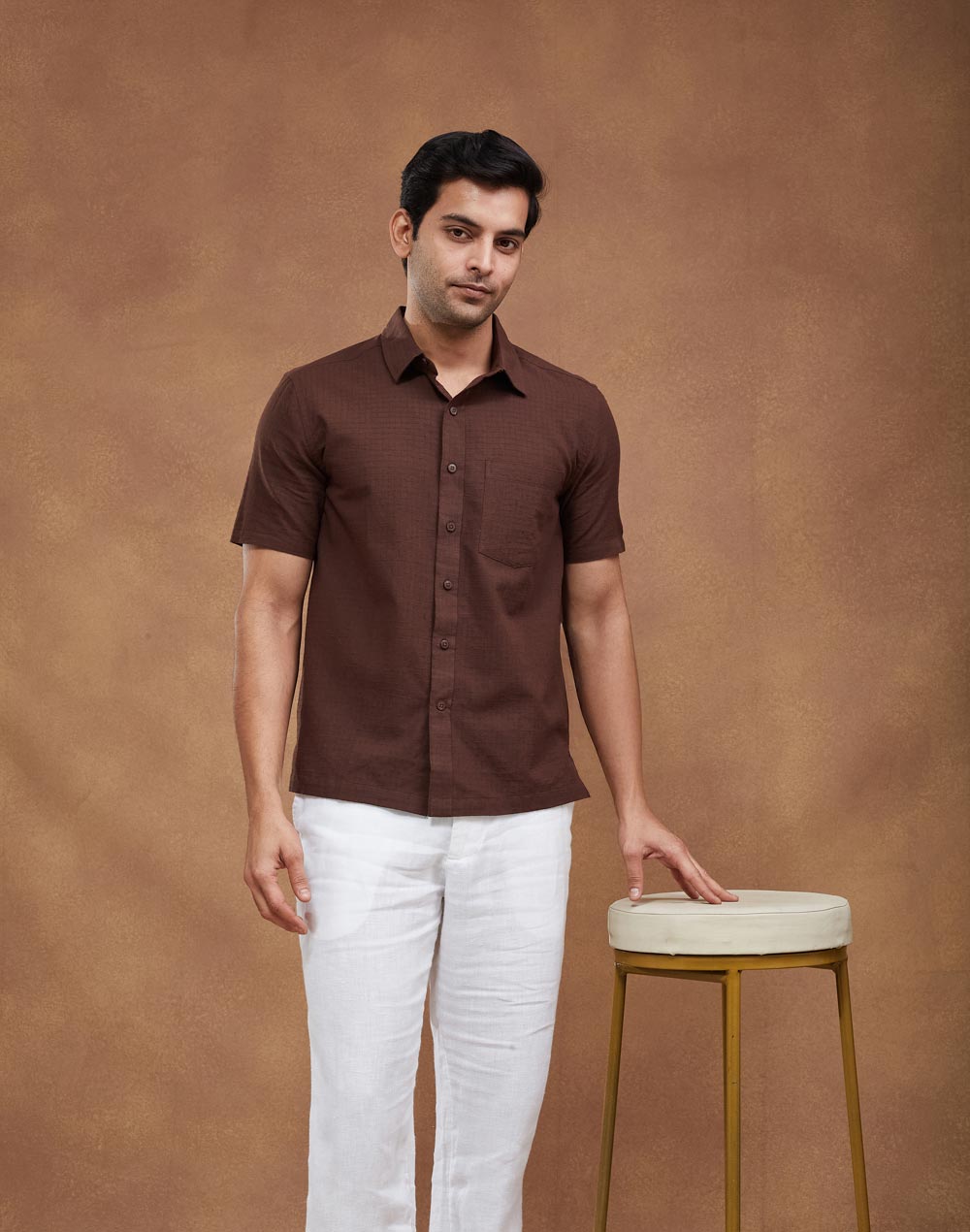 Brown Cotton Bush Shirt