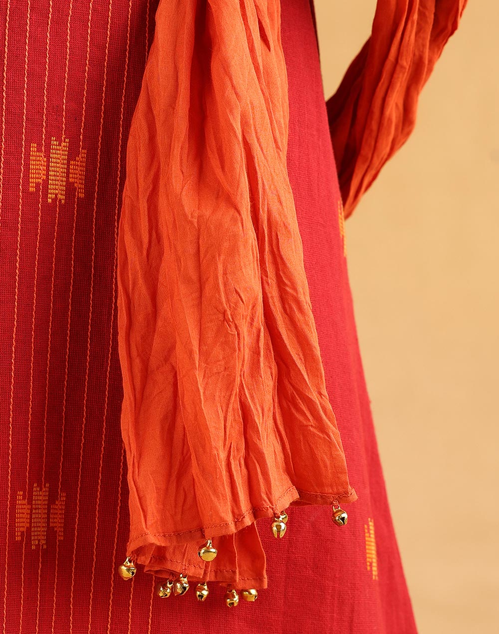 Red Cotton Dobby 3pc Churidar Set