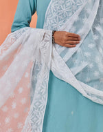 White Cotton Silk Blend Chikankari Dupatta