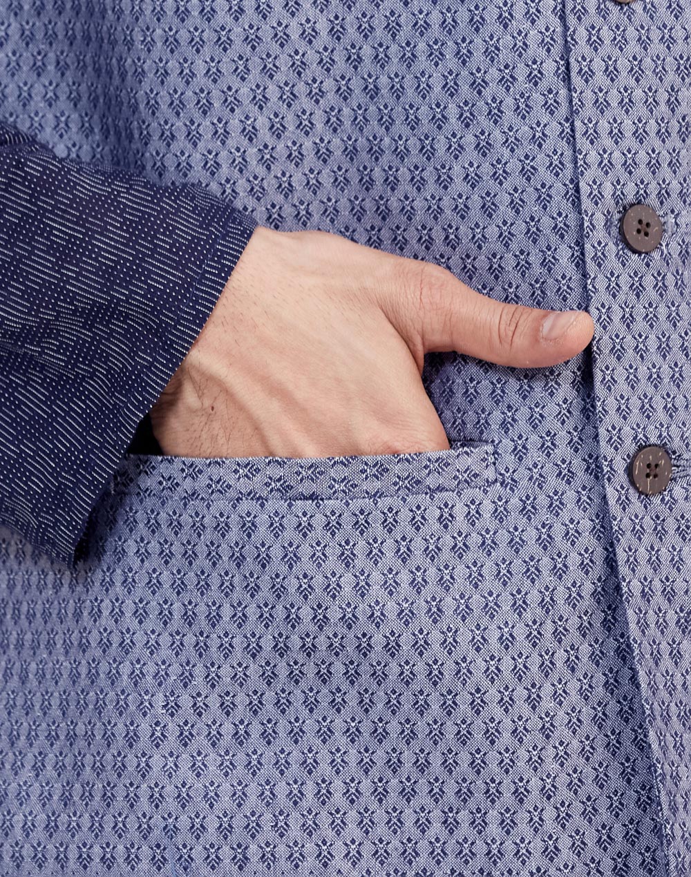 Blue Cotton Gahan Neel Nehru Jacket