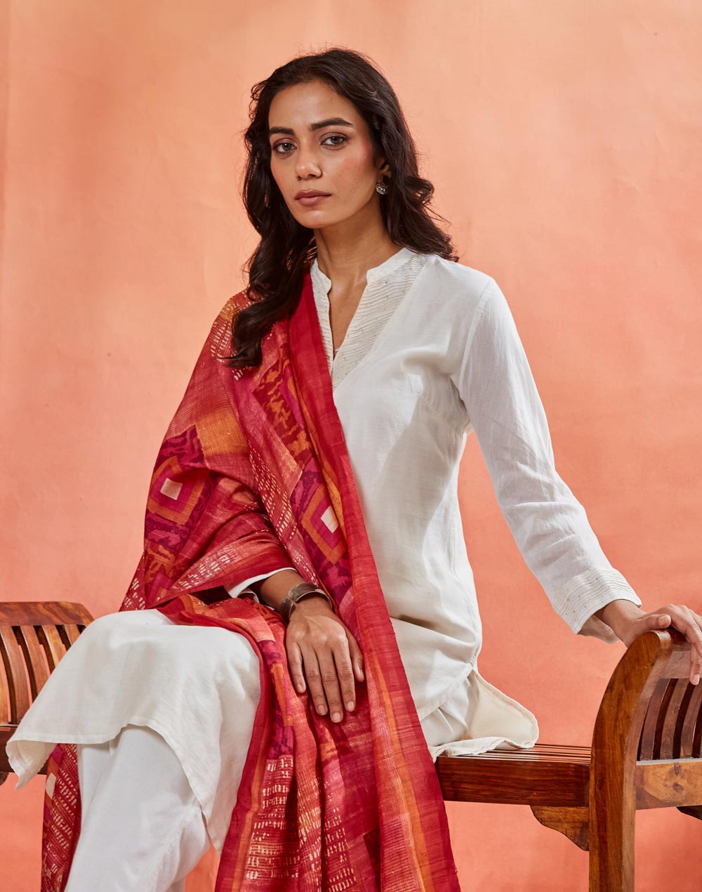 Maroon Silk Hand Block Print Dupatta