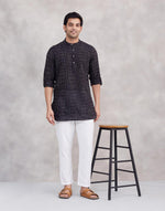 Black Cotton Short Kurta