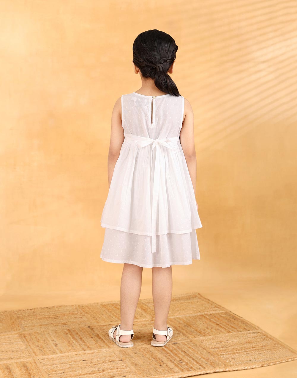 White Cotton Chikankari Cupcake Dress