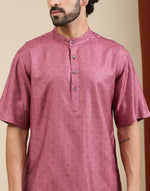 Pink Viscose Silk Printed Short Kurta
