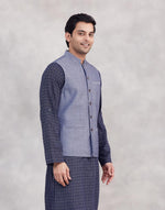 Blue Cotton Gahan Neel Nehru Jacket