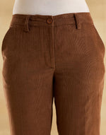 Brown Cotton Casual Tapered Pant