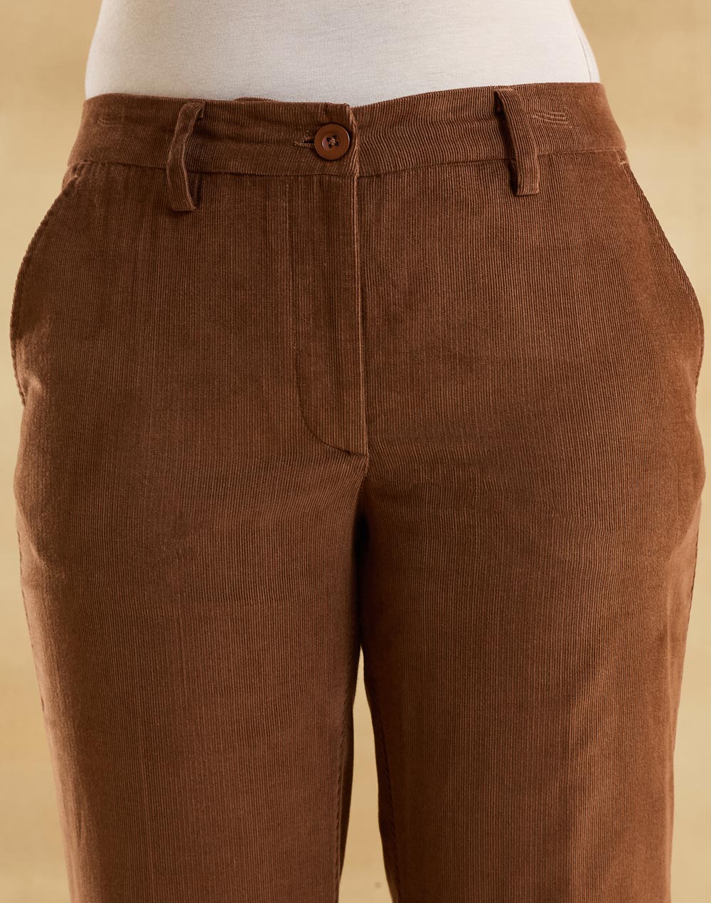 Brown Cotton Casual Tapered Pant
