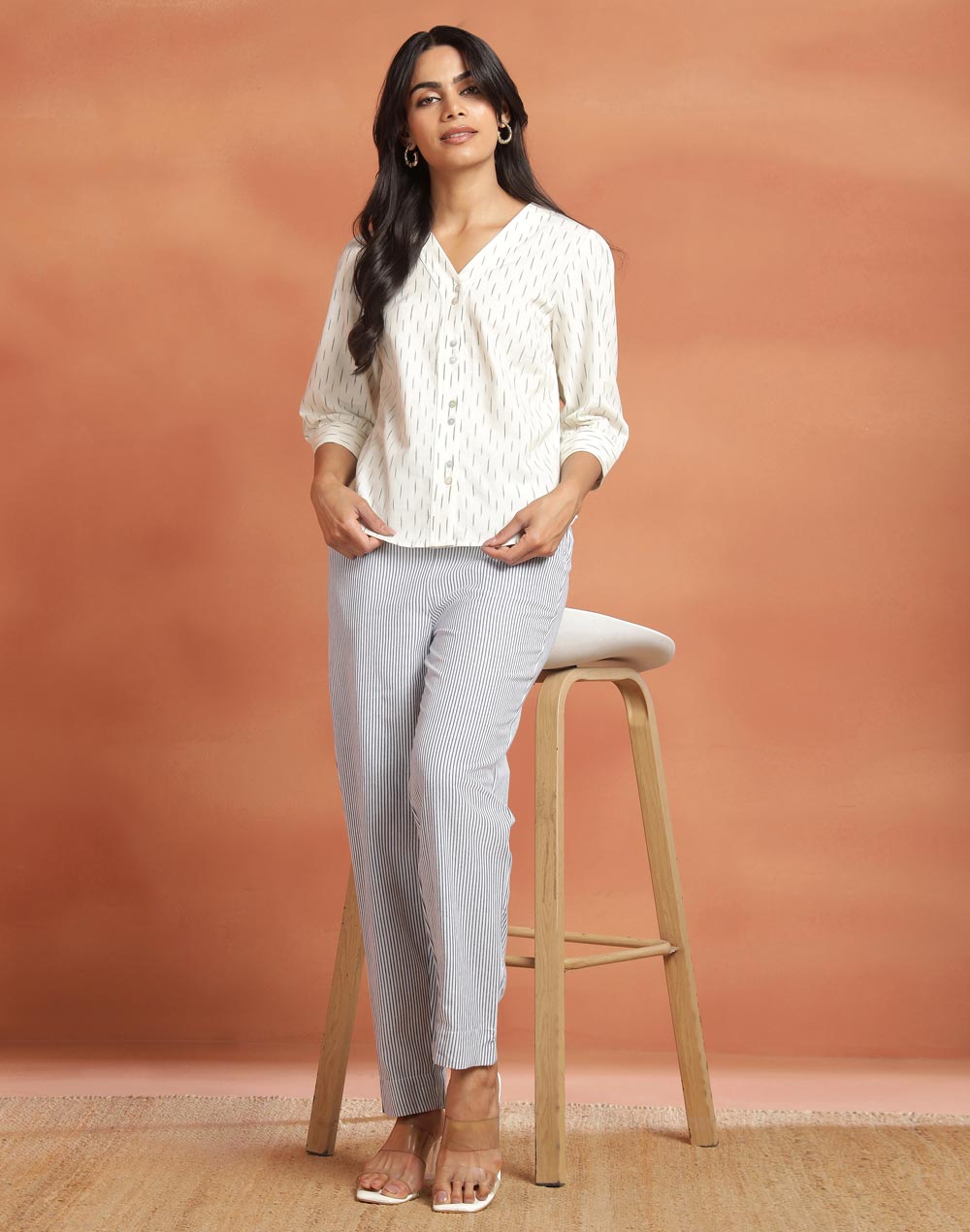 White Cotton Ikat Top