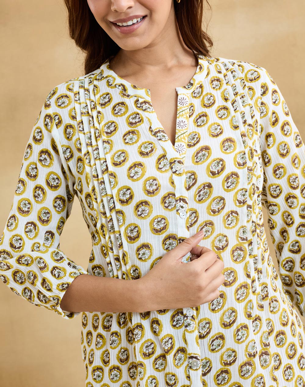 White Cotton Hand Block Printed Tunic