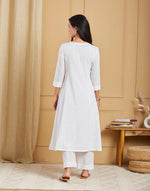 Offwhite Cotton Chikankari Long Kurta