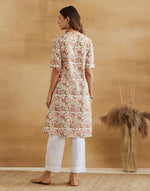 Green Cotton Hand Block Printed Knee Length Kurta