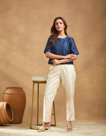 Navy Cotton Silk Short Top