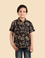 Black Cotton Dabu Printed Shirt