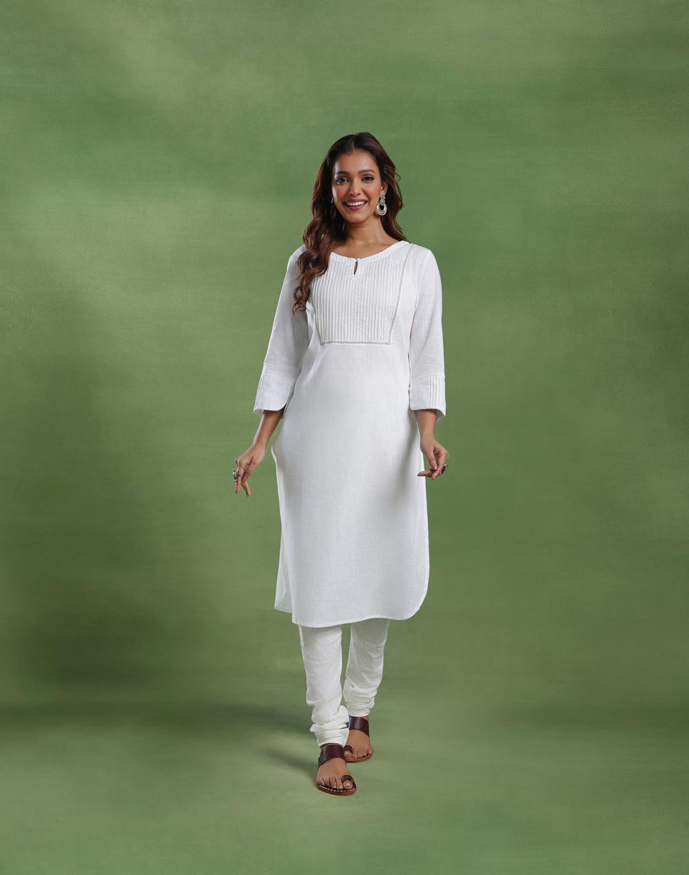 White Cotton Long Kurta